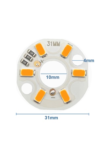5730 5V 3W 31mm Sarı Led Modül Aluminyum Pcb 6 Led Lamba Işık