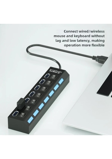 Willowhaven 4 Portlu Usb 2.0 Hub - Bağımsız Port Kontrollü Güç Anahtarlı Usb Genişletici