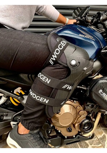 Motosiklet Lüx Dizlik Mafsallı Koruma Carbon Desenli Rahat Kullanım Motorcu Diz Koruyucu Siyah