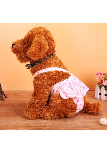 Pet Köpek Polka Dot Etek Ve Önlük Fizyolojik Pantolon Için Adet Fizyolojik Pantolon, Boyut: L Pembe