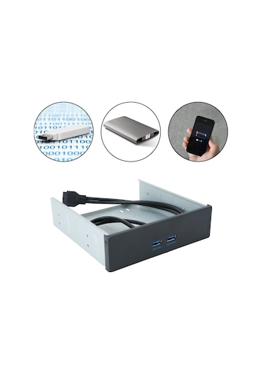 Shineyee Masaüstü Bilgisayar İçin Optik Sürücü Konumlu 2 Usb 3.0 Ön Panel - 20pin Anakart Bağlantısı, 5gb/s Hız, Plug & Play, Alüminyum Malzeme