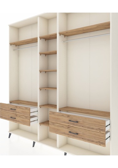 Arges Dolap 10 Raflı 4 Çekmeceli 2 Askılı 220x30x243 Aytaşı-çam/çam Atlas Çam/atlas Çam