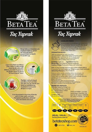Beta Taç Yaprak Türk Çayı 1000 Gr X 4 Adet