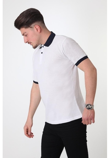 Polo Yaka Beyaz Tişört-Beyaz