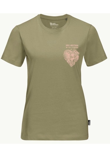 Jack Wolfskin Discover Heart T W Kadın Tişört 1809701-4511 Yeşil