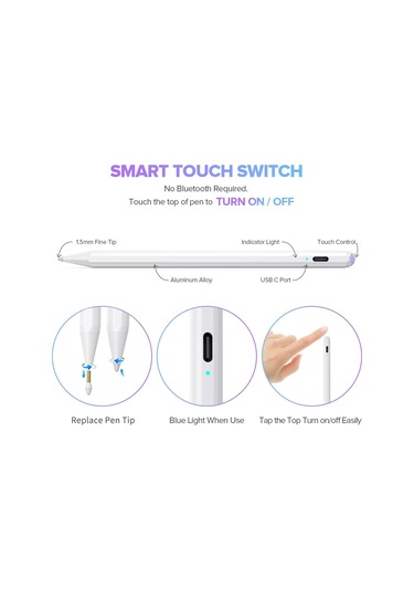 İpad İçin Yp0016 Yanlış Dokunma Önleyici Manyetik Kapasitif Stylus Kalem Siyah