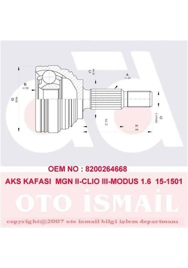 CIFAM 607-501 AKS KAFASI DIŞ CLIO III MEGANE II 05- / LOGAN 1.6