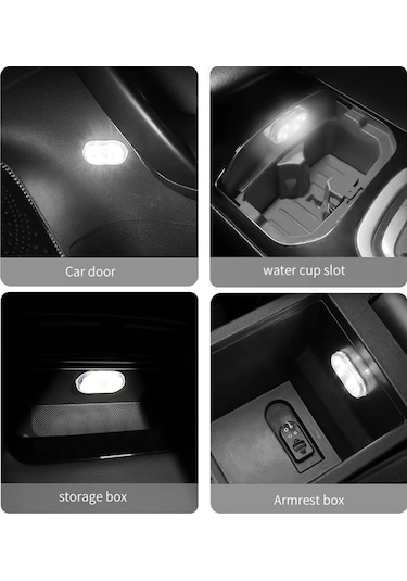 6 Led Araç İç Aydınlatma Kapı Dokunmatik Sensör Atmosfer Usb Şarj Edilebilir Manyetik Kablosuz 5v Araç