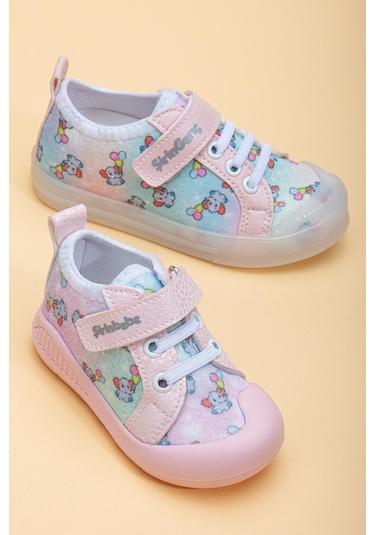 Şirinbebe Şiringenç Keten Pudra Kız İlkadım Bebek Çocuk Ayakkabısı-2893-pudra Pudra