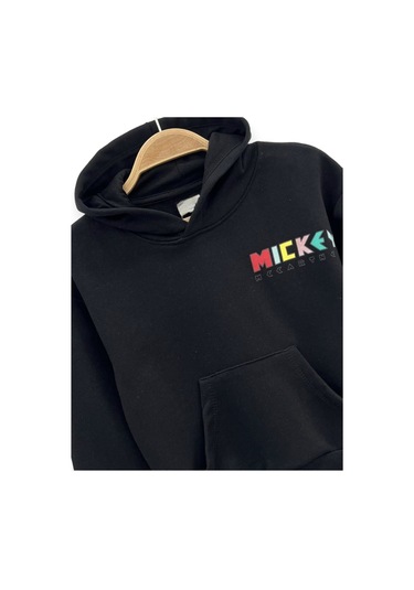 Çocuk Unisex Siyah Üzeri Çok Renkli Baskılı Sırt Detay Büyücü Mickey Çok Renkli