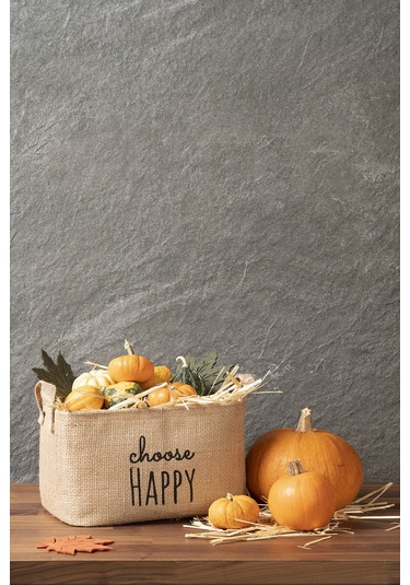 Ocean Home Textile Choose Happy Jüt Sepet 30 x 21 x 18 cm