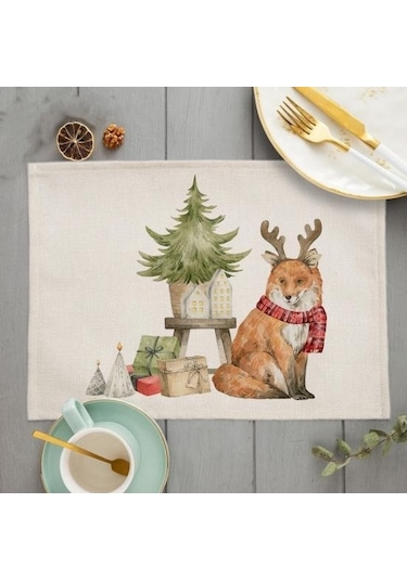 Noel Servis Altlığı Uygun Keten Mat Şenlikli Ev Dekorasyonu İçin Dayanıklı Şık Şeffaf Baskı Masası N Diğer