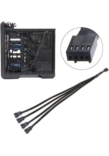 Ancheyn 4 Pin 4 Port Fan Çoklayıcı Y Pwm Çoğaltıcı Splitter Kablosu Rohs Uyumlu 30 Cm 4987