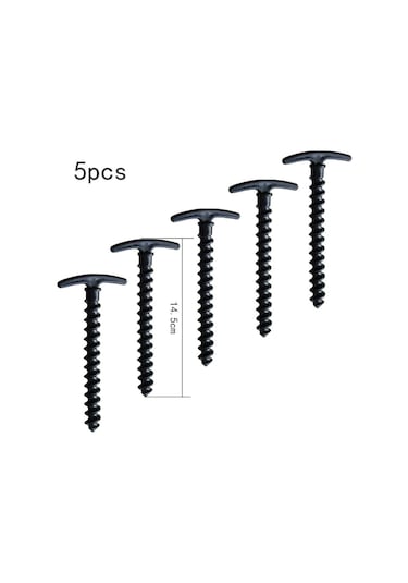 5 Adet Zemin Desteği Kamp Çadır Kazıkları Çubuklar Zemin Çivileri Vidalı Spiral Çadır Kazığı Dış Mekan Siyah