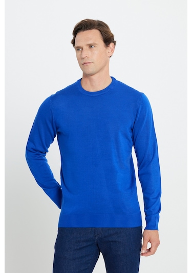 Altinyildiz Classics Erkek Saks Mavi Standart Fit Normal Kesim Bisiklet Yaka Triko 4A4923100001SKSS Saks