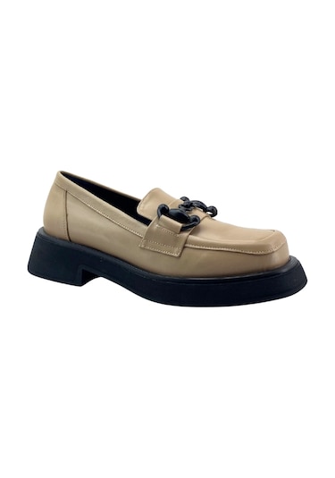 Albini 2610953 Hakiki Deri Kadın Loafer Ayakkabı Bej