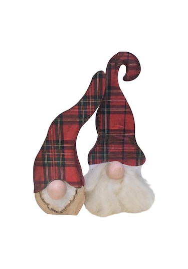 Gnome, Burnuk, Sakallı Kafadar Ekoseli Ahşap Dekor