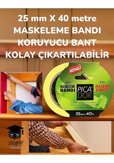 25 Mm X 40 Metre Maskeleme Bandı Koruyucu Bant Kolay Çıkartılabilir Diğer