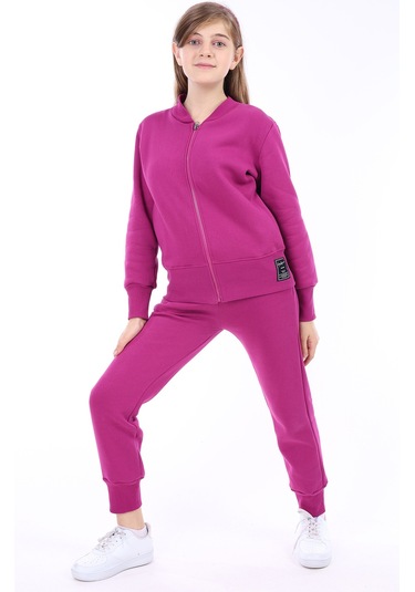 Toontoy Kız Çocuk Baskılı Eşofman Takım Mürdüm