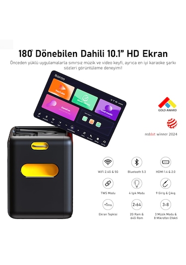 Ikarao Break X2 Partybox Hoparlör Karaoke Set + Mikrofon Stand