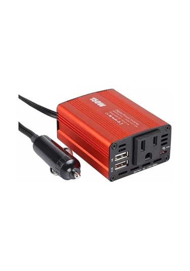 12v'den 110v'ye 150w Araç Inverteri, Çift Usb Girişi, Alüminyum Kasa, Çoklu Koruma Özellikli, Kırmızı