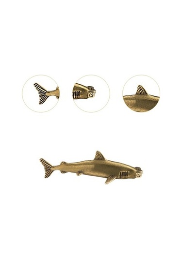 Lijinxu Pirinç Köpekbalığı Heykeli Çay Evi Masa Üstü Yemek 5.9cmx1.6cm