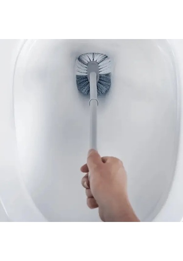 Cordial Ergonomik C Tipi Uzun Saplı Klozet Fırçası - Gri, Yeniden Kullanılabilir