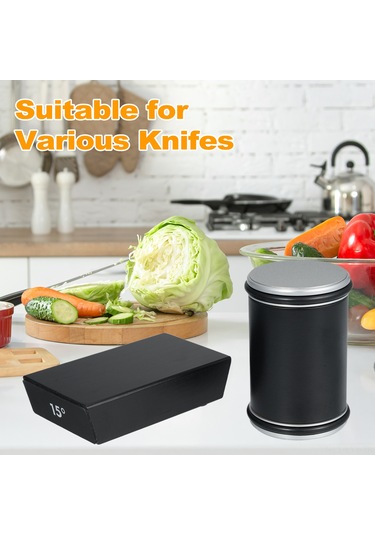 Youtek "ahşap Bıçak Bileme Aleti - 15 Ve 20 Açılı 2 Taş Bloklu Profesyonel Mutfak Bileyici"