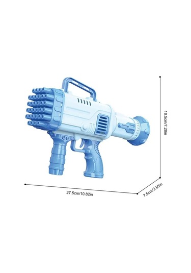 Pilli Roket Atar Köpük Tabancası 32 Delikli Bazooka Bubble Machine - Mavi Mavi