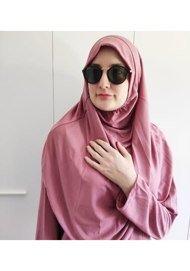 Tek Parça Namaz Elbisesi - Gül Kurusu - Altın