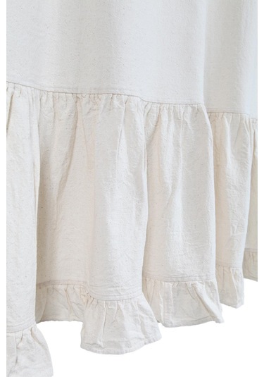 Naturel Fırfırlı Perde Rustik Vintage Krem