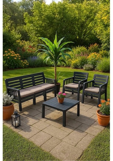 Silva Minderli 3+1+1+s Antrasit Bahçe&balkon&teras Oturma Grubu Antasit