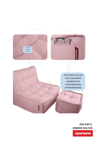Xpermate Zen Sırtlı Minder İskandinav Tarzı Minder 80x60 Pembe