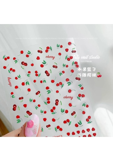 Taze Tatlı Meyve Tasarım 3d Kendinden Yapışkanlı Tırnak Sanat Süslemeleri Çıkartmalar Limon Kiraz 5d Yumuşak Kabartmalar Tırnak Çıkartmaları Toptan Grad Mor