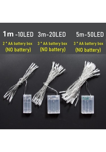 Sarı Led Peri Dize Işıklar 7 Renk Pil Kumandalı Açık Hava Su Geçirmez Led Dize Işık Noel Doğum Günü Ev Partisi Dekoru Lamba 5m Sarı