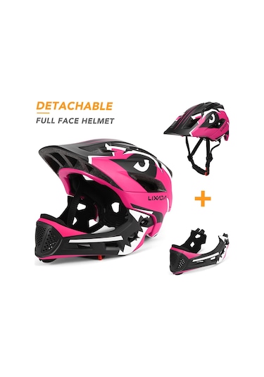 Lixada Timsah Stili Çocuk Outdoor Bisiklet Kaskı, Gül Kırmızısı Pembe