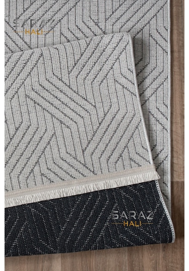 Bohem Saçaklı Kaymaz Dokuma Kilim Salon Halısı Mutfak Halısı Balkon Özel Ölçü Yolluk Krem Gri