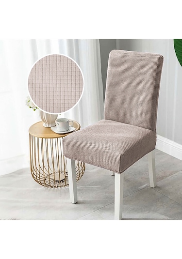 Faiend Yıkanabilir Likralı Esnek Lastikli Sandalye Kılıf Örtü Vizon