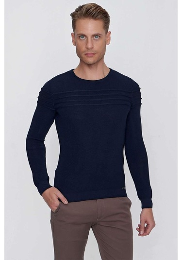 Tr 849 Slim Fit Lacivert Klasik Triko Lacivert