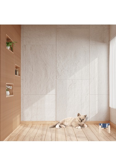 Yılmazel Seramik Mama Su Kabı Evcil Hayvanlar İçin Çift Taraflı Ahşap Ayaklı