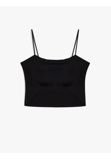 Koton Vücudu Saran Nefes Alan Kumaş Dikişsiz Askılı Kaplı Dolgusuz Yarım Atlet Siyah 5wlk10136mk Siyah