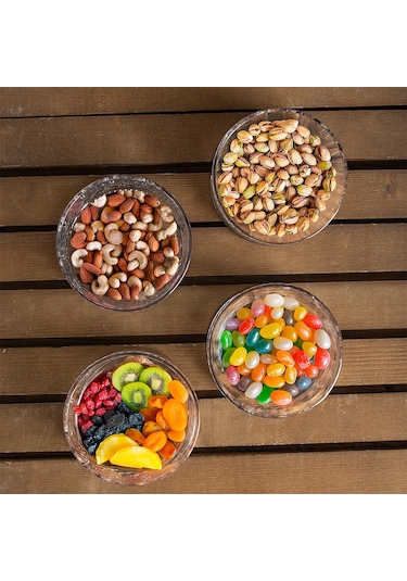 Porsima 4 Lü Kristal Cam Çerezlik Sunumluk Tek Kişilik Salata Kasesi 400 Ml