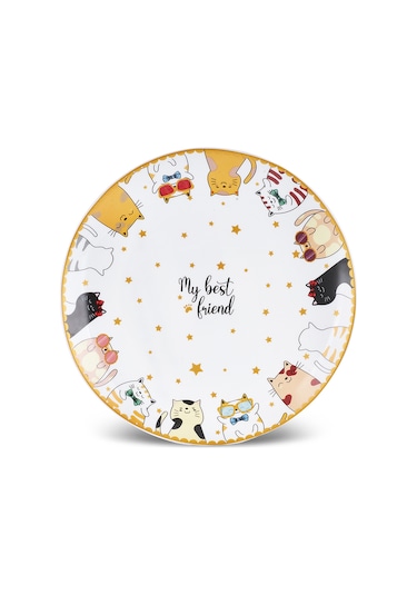 Karaca Cat Cake 6 Parça Opal Cam Pasta Seti 19 Cm Çok Renkli