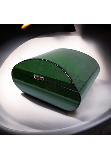 Lubinski İtaly Oval Humidor Puro Kutusu Lizard Yeşil 60's