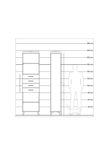 Arges Dolap 3 Raflı 4 Çekmeceli 60x30x221 Antrasit-aytaşı Antrasit