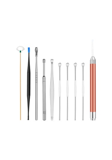 Wezone Kulak Bakımı Seti: 9 Adet Araç + Işıklı Kulak Kaşığı - Paslanmaz Çelik - Gümüş Ve Gül Altını Pil Yok
