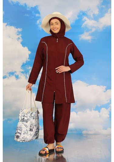 Akbeniz Kadın Tam Tesettür Bordo Mayo 31060-bordo Bordo