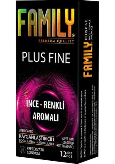 Family Plus Fine İnce Renkli Aromalı Prezervatif 12'li