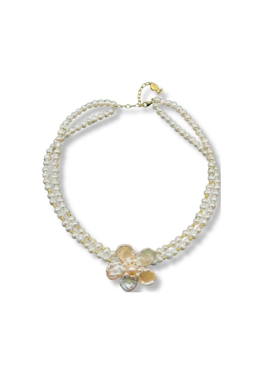 Doğal İnci Çiçek Choker Kolye