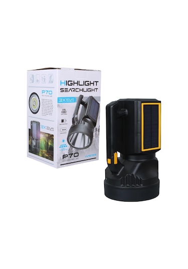 Powermaster W5193 Solar Şarjlı El Feneri Uzun Mesafe Işıldak Şeffaf